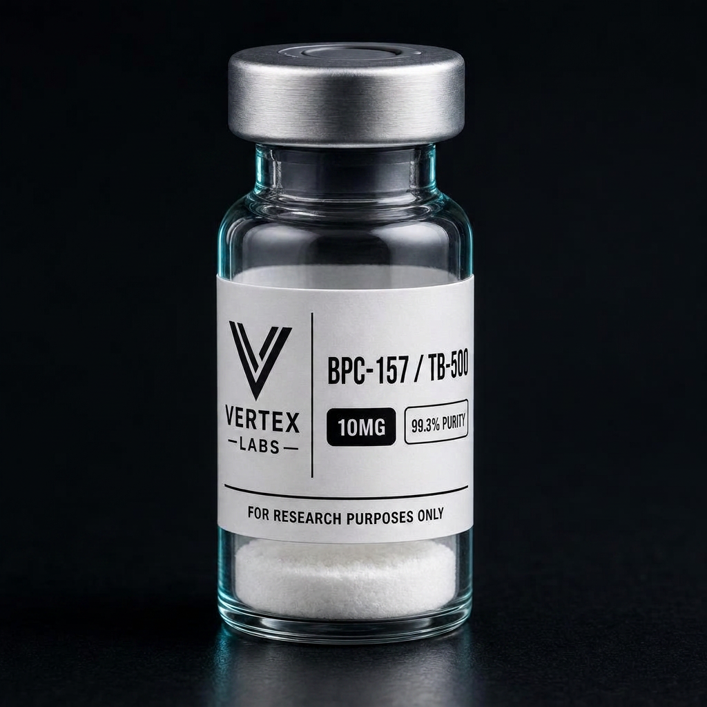 BPC-157 + TB-500 10mg Blend research vial by Vertex Labs